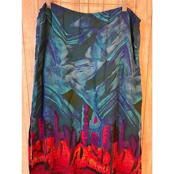 Chico's Blue Abstract Print Maxi Skirt - Size 2 (12) - Picture 3 of 9